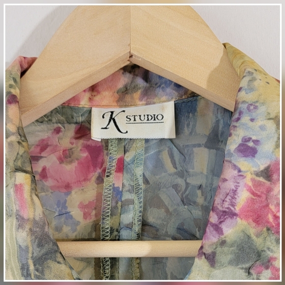 VTG Tank Maxi Dress + Button Up Top Twinnie Set Multi Floral Cottagecore Fairy - Picture 12 of 13